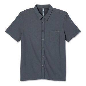 Vuori Short Sleeve Ace Button Down in green grey size large